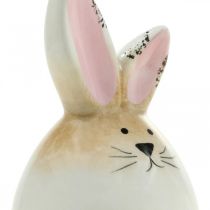 Zajączek ceramiczny biały jajko dekoracyjna figura królik Ø6cm H11.5cm