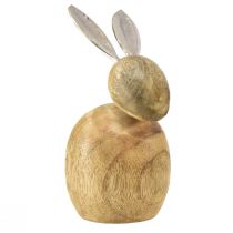 Dekoracja króliczków drewno metal srebrny Wielkanoc 12,5x14x16,5cm