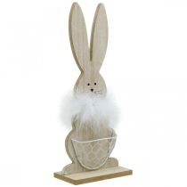 Produkt Zajączek z koszykiem Zajączek drewniana dekoracja Wielkanocna natura W30cm