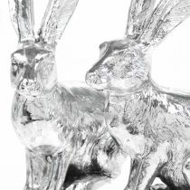 Produkt Zając Wielkanocny Siedzący Srebrny Królik Figurka Dekoracyjna Wielkanoc 13cm 2szt