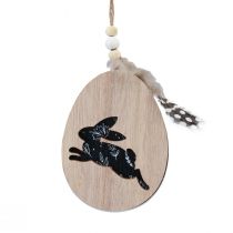 Produkt Zajączek w jajku Drewniane pisanki do zawieszenia białe czarne 10cm 6 szt