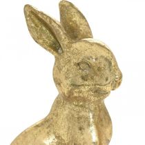 Złota ozdoba króliczka siedząca w stylu antycznym Zajączek wielkanocny wys. 12,5 cm 2 szt.