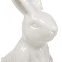 Ceramiczny króliczek siedzący biały zajączek wielkanocny Dekoracja wielkanocna wys. 14,5 cm 3 szt.