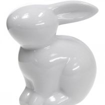 Dekoracyjny zając ceramiczny biały Zajączek siedzący wys.8,5 cm 4szt