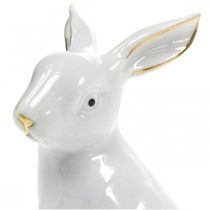 Produkt Ceramiczny Zając Wielkanocna Dekoracja Biały Złoty Zając Wielkanocny H7.5cm 4szt