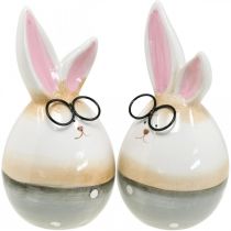 Produkt Ceramiczne zające wielkanocne w okularach, dekoracja wielkanocna para zajączków wys.19cm 2szt