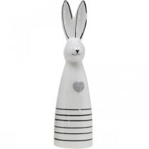 Produkt Ceramiczny króliczek w rożek białe czarne serce w paski wys. 30 cm