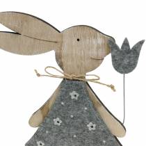 Drewniana figurka dekoracyjna króliczka z filcu 30/31,5cm 2szt.