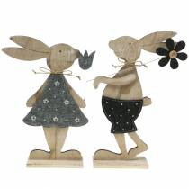 Drewniana figurka dekoracyjna króliczka z filcu 30/31,5cm 2szt.