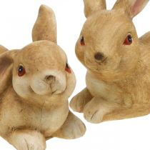 Zajączek leżący brązowy ceramiczny królik para dekoracyjna figura 15,5 cm 2 szt.