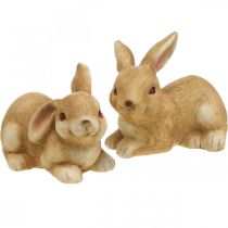 Zajączek leżący brązowy ceramiczny królik para dekoracyjna figura 15,5 cm 2 szt.