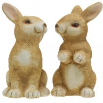 Produkt Zajączek siedzący, dekoracja ceramiczna, Wielkanoc, para zające brązowy wys.15cm zestaw 2