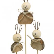 Króliczek kwiat kij rdza drewna Zajączek wielkanocny ozdoba natura 8 cm 8 sztuk