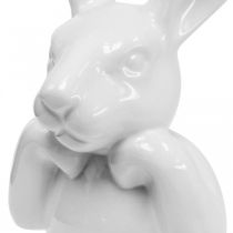 Królik dekoracyjny biały, biust głowa królika, ceramika wys.21cm