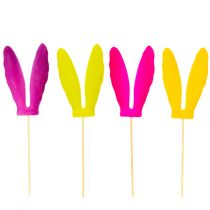 Produkt Uszy króliczka, dekoracja wielkanocna na patyku z nastrojowymi szczypcami do kwiatów, 31 cm, 4 szt.