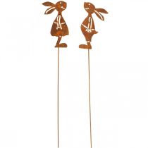 Produkt Dekoracja ogrodowa rdzawy zajączek dekoracyjny zatyczka wielkanocna 8×16cm 2szt (1 para)
