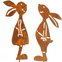Ozdoba ogrodowa rdza królik dekoracyjna wtyczka Wielkanoc 8×16cm 2szt (1 para)