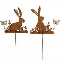 Bunny flower plug rdza dekoracyjna wtyczka metalowa wielkanocna 11cm 4szt