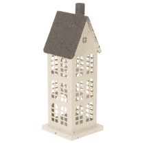 Produkt Dekoracyjny metalowy domek z oknami i kominkiem, 28 cm