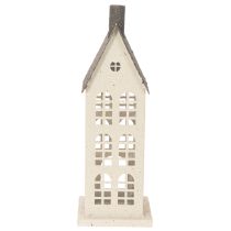 Produkt Dekoracyjny metalowy domek z oknami i kominkiem, 28 cm