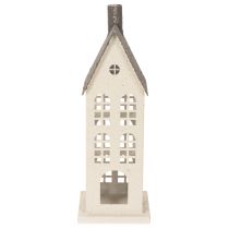 Produkt Dekoracyjny metalowy domek z oknami i kominkiem, 28 cm