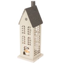 Produkt Dekoracyjny metalowy domek z oknami i kominkiem, 28 cm