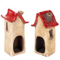 Produkt Ceramiczna dekoracja domku z czerwonym dachem, podświetlany domek, 15cm, 2 sztuki