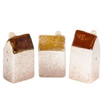 Produkt Zestaw dekoracyjnych ceramicznych domków w miniaturze, dekoracja stołu, 9 cm, 3 sztuki