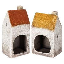 Produkt Ceramiczna dekoracja domu z kominem, domek z podgrzewaczy, jesień i zima, 13 cm, 2 sztuki