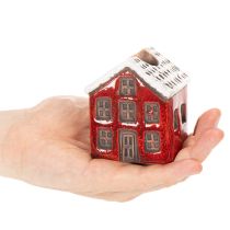 Produkt Świecznik ceramiczny, dekoracyjny domek ze śniegiem do dekoracji stołu, 7cm, 2 sztuki