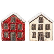 Produkt Świecznik ceramiczny, dekoracyjny domek ze śniegiem do dekoracji stołu, 7cm, 2 sztuki