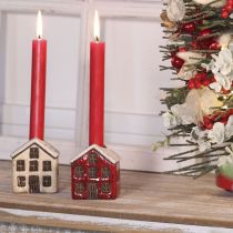 Produkt Świecznik ceramiczny, dekoracyjny domek ze śniegiem do dekoracji stołu, 7cm, 2 sztuki