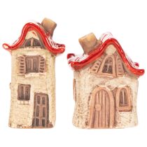 Produkt Zestaw ceramicznych dekoracji do domu Małe domki z czerwonym dachem 8 cm 2 szt.