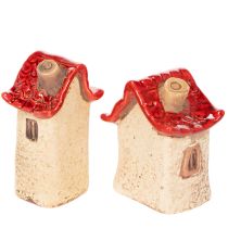 Produkt Zestaw ceramicznych dekoracji do domu Małe domki z czerwonym dachem 8 cm 2 szt.