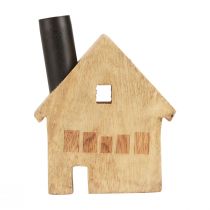 Produkt Dekoracyjny drewniany świecznik w kształcie domku, czarny, 10,5×3,5×13 cm