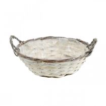 Produkt Kosz dekoracyjny do sadzenia roślin, kosz na rośliny okrągły biały H9,5cm Ø29,5cm