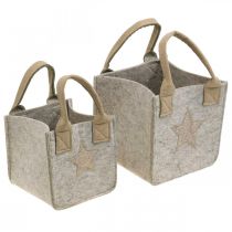 Deco Pot Torebka Filcowa Dekoracja Świąteczna Beżowa 20/16cm Zestaw 2 szt.