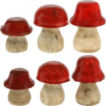 Jesienna dekoracja grzyby dekoracyjne z drewna Czerwone grzyby drewniane H5-7cm 6 sztuk