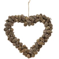 Produkt Ozdoba serce w kształcie stożka serce olcha szyszka bielona 24cm