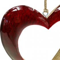 Serce z drewna, dekoracyjne serce do powieszenia, czerwone serce wys.15cm