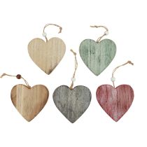 Produkt Drewniane serca Dekoracyjne serca Białe kolorowe Vintage Wood 10szt