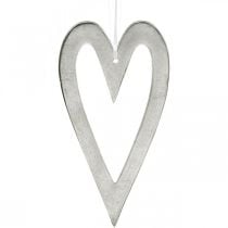 Deco Serce do Powieszenia Srebrna Aluminiowa Dekoracja Ślubna 22×12cm