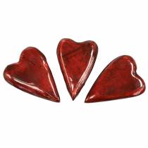 Mango Wood Glazed Hearts Red 6,2-6,6cm × 4,2-4,7cm 16szt.