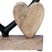 Produkt Serce metalowe, serce z drewna, podstawa z drewna mango, naturalne, 18x5x19cm