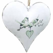 Dekohänger serce z motywem ptaków, dekoracja serca na Walentynki, metalowa zawieszka w kształcie serca 4szt.