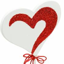 Produkt Serce na patyku czerwone, białe ozdobne serce ozdobny korek walentynkowy 16 sztuk