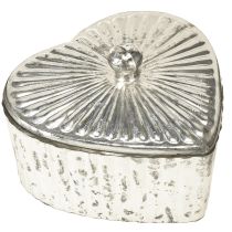 Produkt Puszka w kształcie serca z pokrywką, szklana puszka z sercem, szampan, 15,5 x 15 x 10 cm