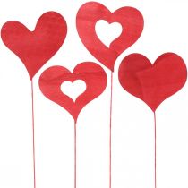 Wtyczka kwiatowa serce, drewniana ozdoba do przyklejenia, Walentynki, czerwona ozdobna wtyczka, Dzień Matki L31-33cm 24szt