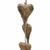 Drewniane serca z brokatowymi wstawkami na żyłce do zawieszenia L60cm