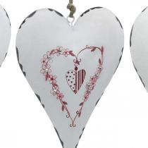 Ozdobne serca do zawieszenia metalowe białe metalowe serce 12×16cm 3szt